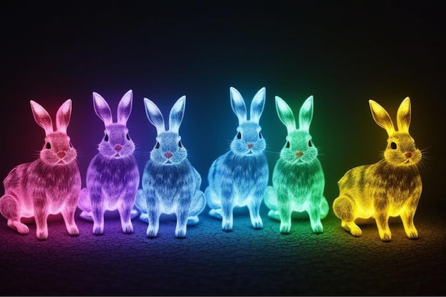 Vector bunny brigade group of cute rabbits