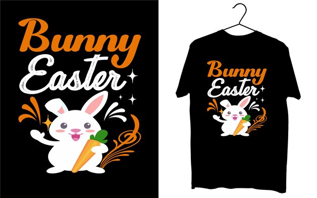 Vector bunny easter typography graphics t shirt desing