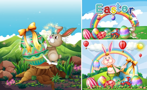 Bunny and eggs for easter holiday