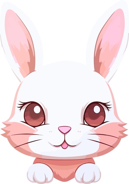 A bunny face with pink eyes and pink eyes.