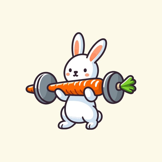 Vector a bunny holding a carrot and a carrot