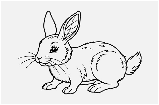 Vector bunny rabbit in continuous line art drawing style hare black linear sketch isolated on white backgr