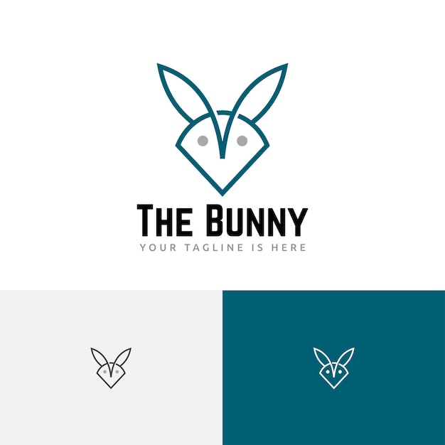 Vector bunny rabbit hare head simple modern line logo