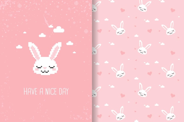 bunny seamless pattern rabbit pattern pixel art