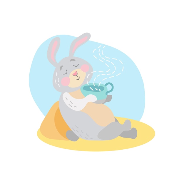 Bunny and tea cup Vector