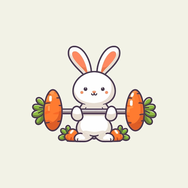 a bunny with a barbell on it