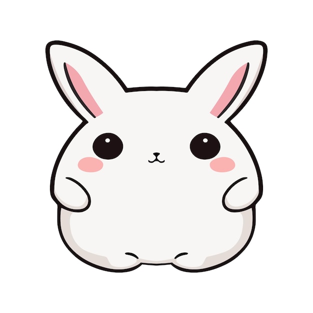 A bunny with a pink nose sits on a white background.