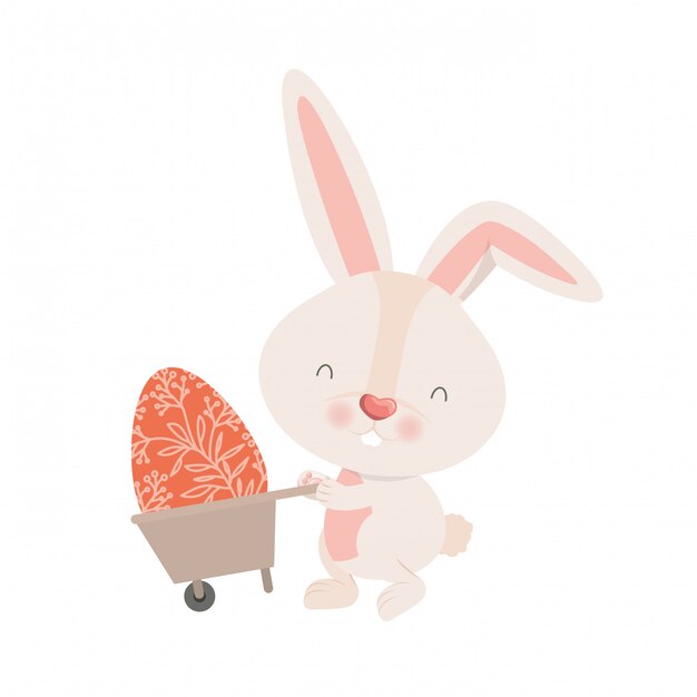 Bunny with wheelbarrow and easter egg icon