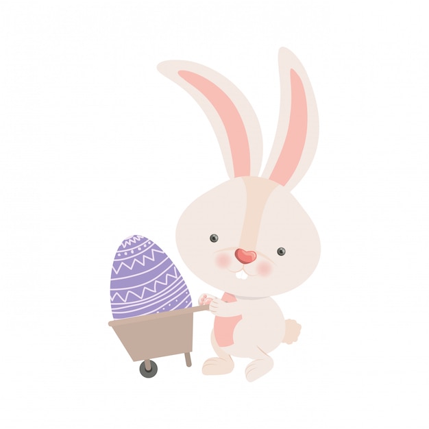 Bunny with wheelbarrow and easter egg icon