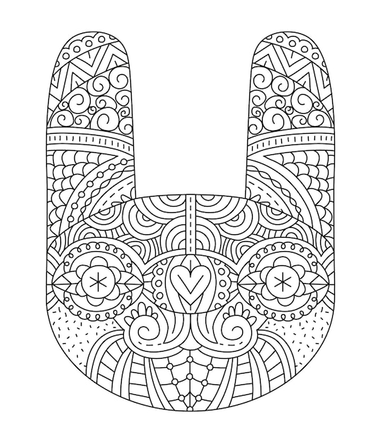 Bunny zentangle coloring page