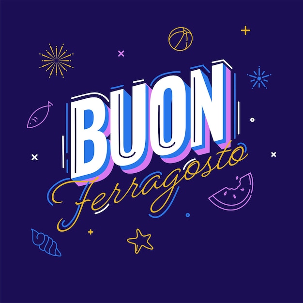 Buon Ferragosto Font On Purple Background.