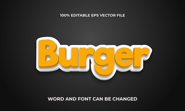 Burger 3d text Effect Style Editable Fast Food Burger 3D Text Effect