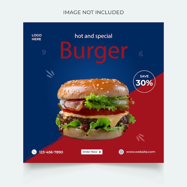 A burger advertisement for hot and special burgers