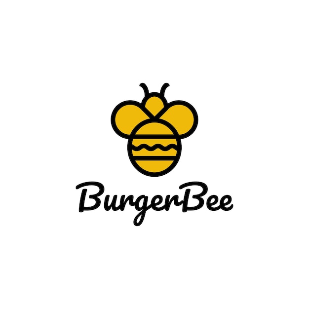 Burger bee logo template vector