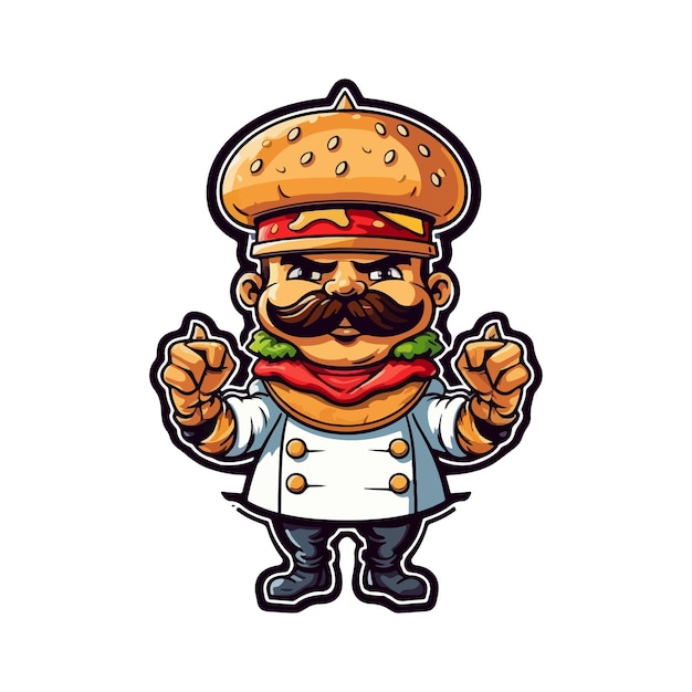 Vector burger boss mascot logo