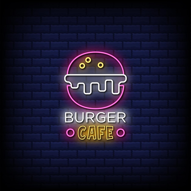 Burger cafe neon sign style text