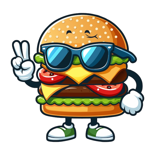 Burger cartoon character clipart vector illustration