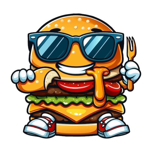 Burger cartoon character clipart vector illustration