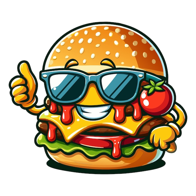 Burger cartoon character clipart vector illustration