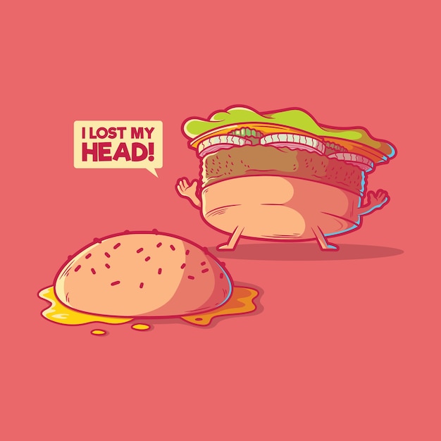 Burger character isolated on red