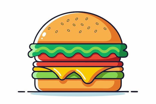 Burger clean color silhouette vector A