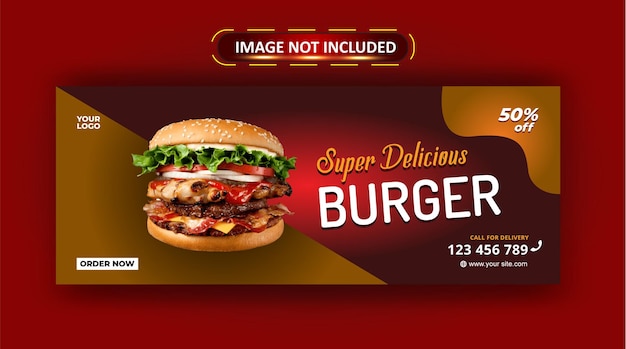 Burger Delivery Facebook Cover Design Vector