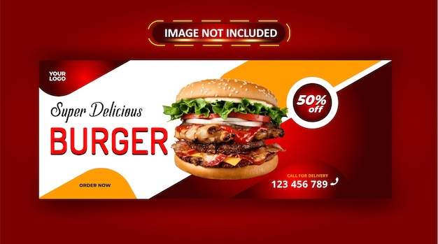 Burger Delivery Facebook Cover Design Vector