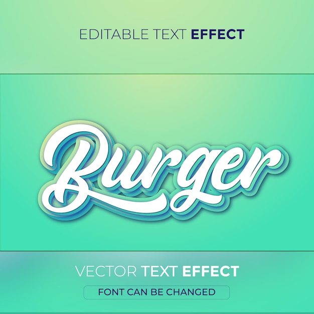 Burger editable text effect Premium Vector