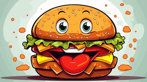 Vector burger facial expression on white background illustration