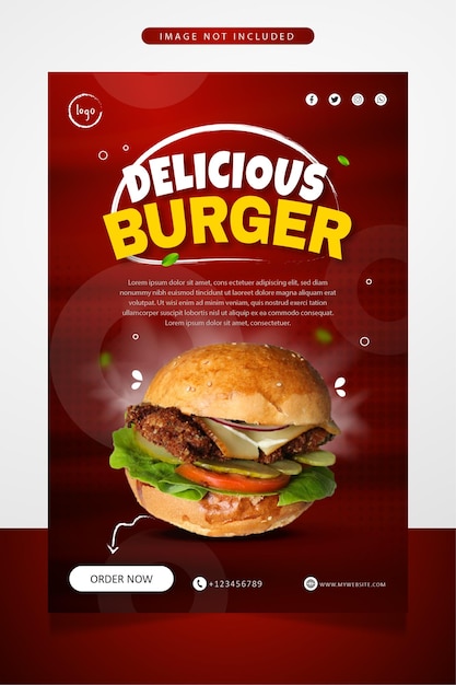 Burger fast food poster promotion banner design template