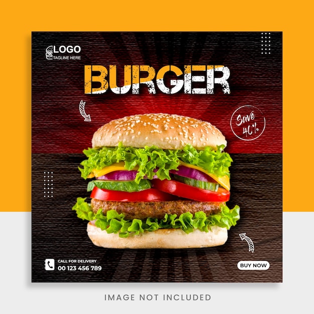 Burger fast food restaurant menu social media post web banner