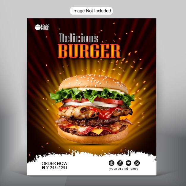 Vector burger flyer design template