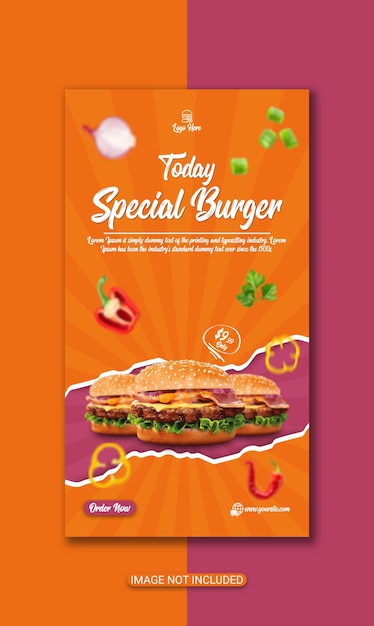 burger flyer fast food template social media food promotion poster design premium vector