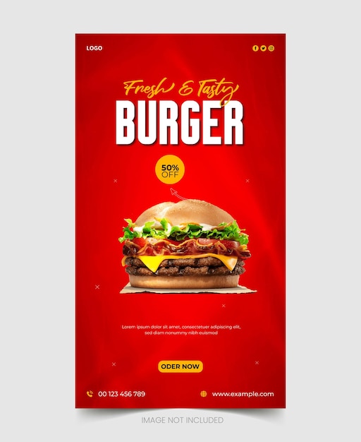 Burger and food menu social media Instagram story banner template