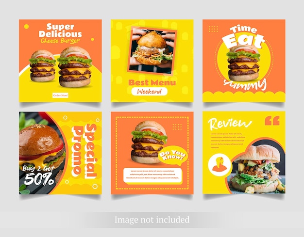 Burger food promotion with social media post template