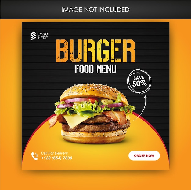 Burger food social media promotion and banner post template