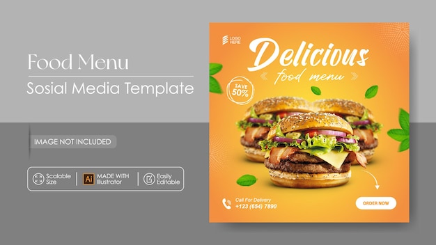 Burger food sosial media promotion and instagram design template