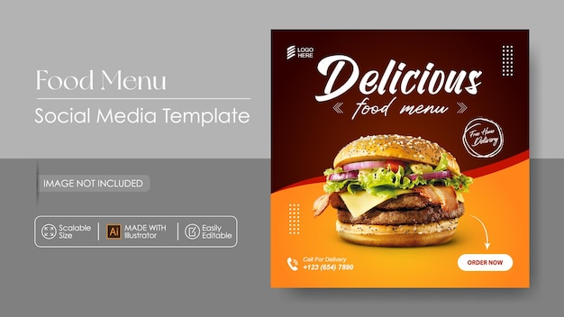 Burger food sosial media promotion and instagram design template