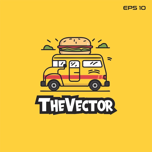 Vector burger food truck logo vector mascot character cartoon illustration eps10