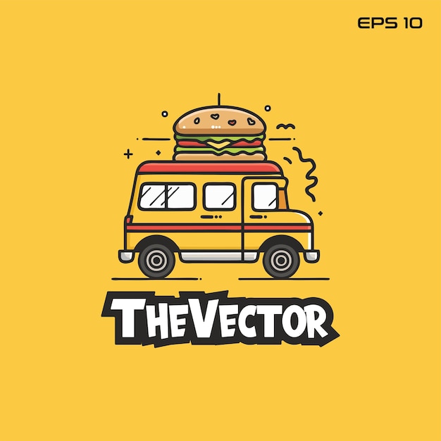 Vector burger food truck logo vector mascot character cartoon illustration eps10