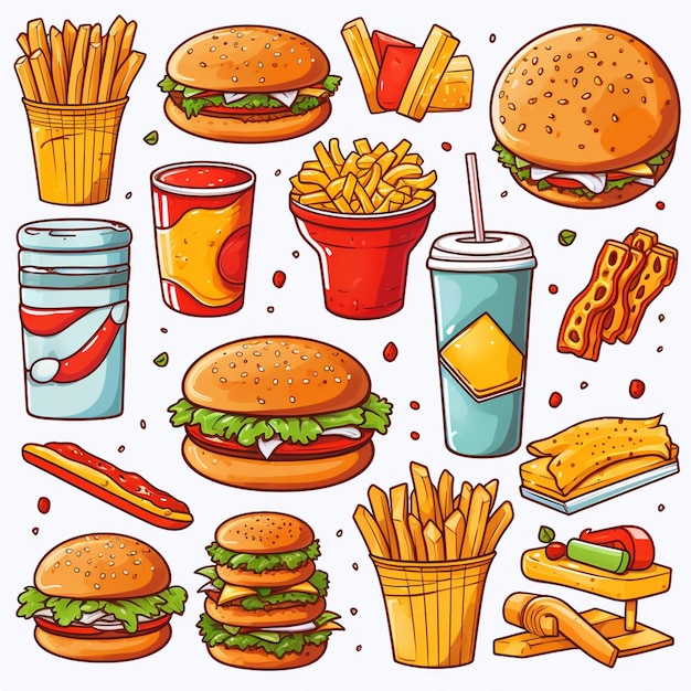 burger food vector hamburger illustration icon restaurant pizza fast sandwich menu drink