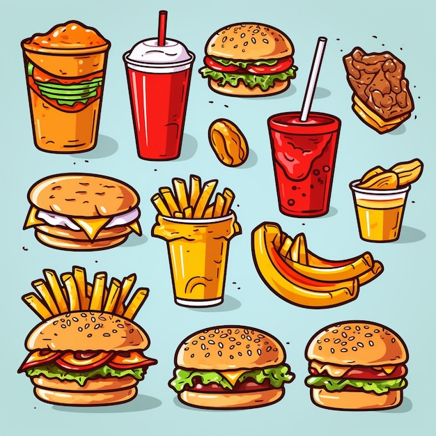 burger food vector hamburger illustration icon restaurant pizza fast sandwich menu drink