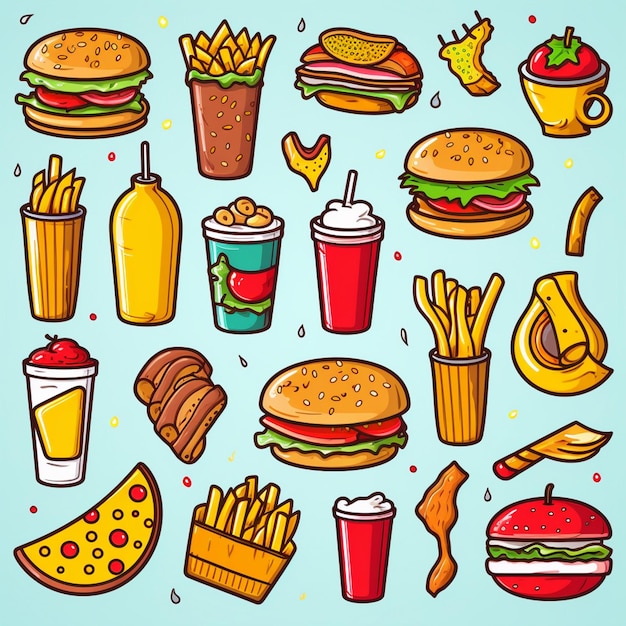 burger food vector hamburger illustration icon restaurant pizza fast sandwich menu drink