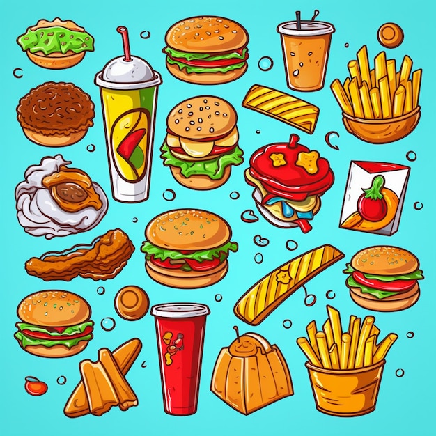 burger food vector hamburger illustration icon restaurant pizza fast sandwich menu drink