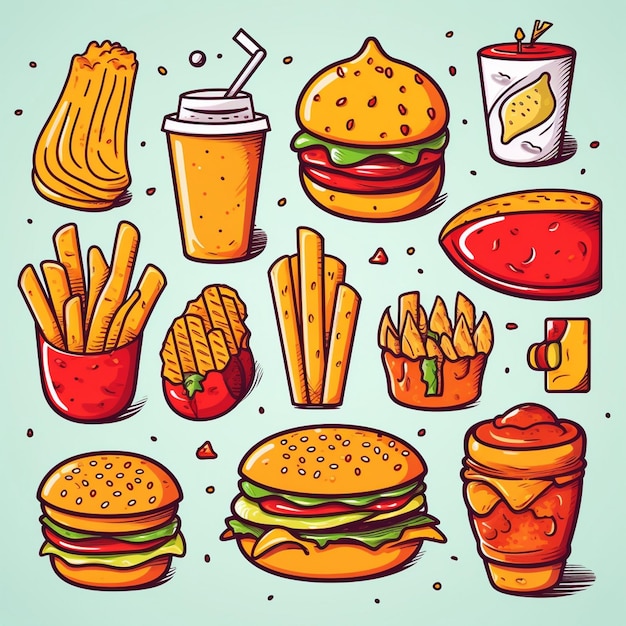 burger food vector hamburger illustration icon restaurant pizza fast sandwich menu drink