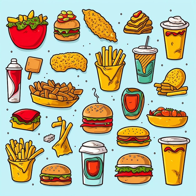 burger food vector hamburger illustration icon restaurant pizza fast sandwich menu drink