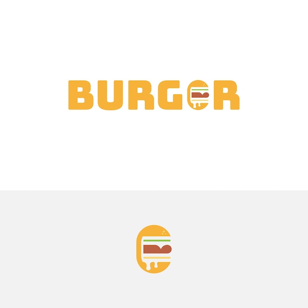 Burger forming letter e letter e burger logo design