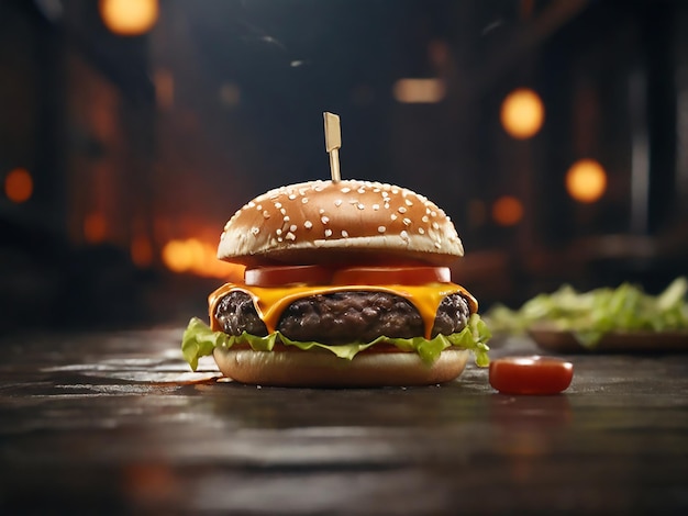 Vector burger french fry 64k high quality real photo cinematic