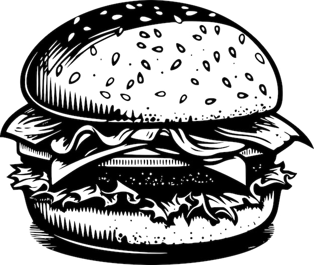 burger hamburger hand drawn vector illustration sketch retro style