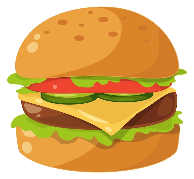 Burger icon Cartoon hamburger Fast food symbol